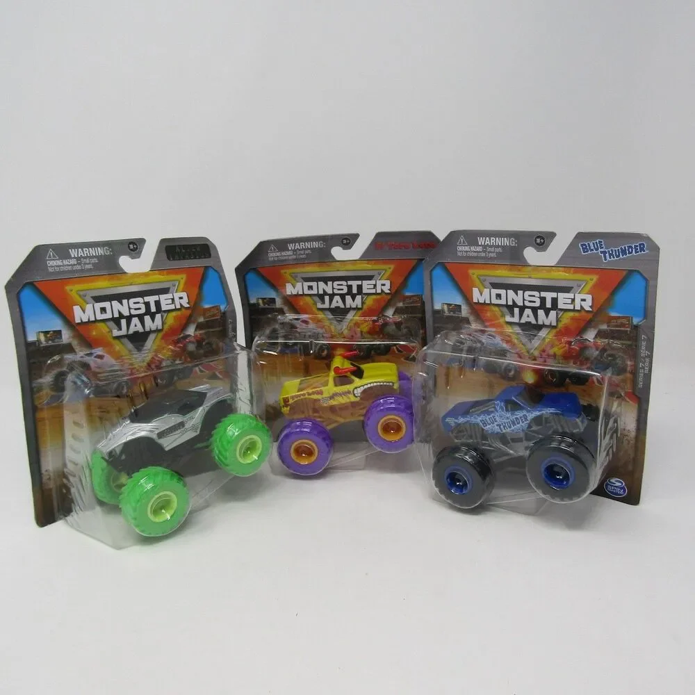 Monster Jam True Metal Diecast Trucks Lot of 3 Blue Thunder El Toro Loco Alien
